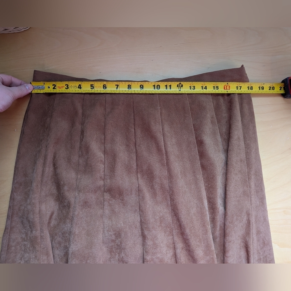 Western Maxi Simili Suede Plus Size Skirt Tan Color Size 14W Dress Barn Zipper - Picture 6 of 8